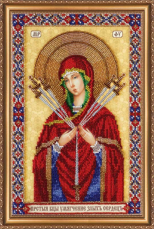 Фото Набір для вишивання бісером на полотні Абріс Арт АВ-296 Ікона Богородиці Семистрільна