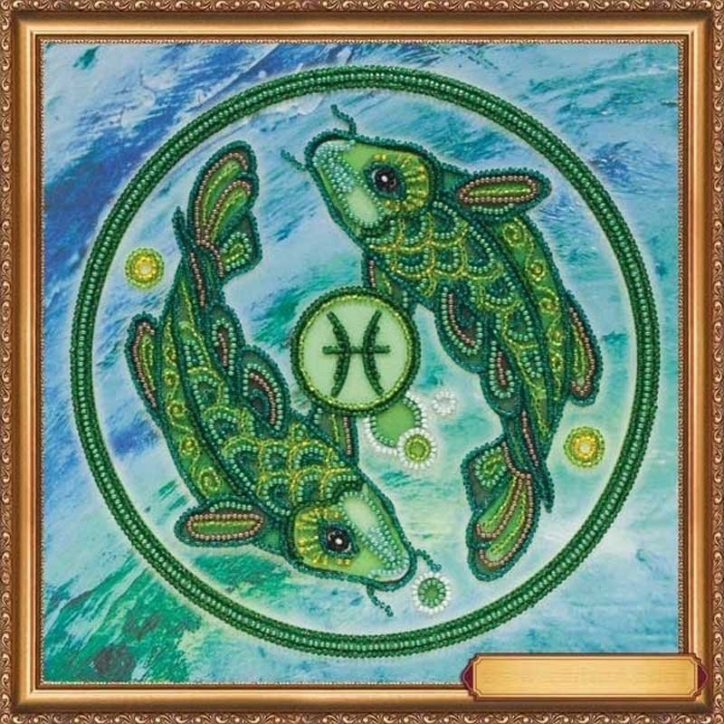 Foto Main Bead Embroidery Kit on Canvas  Abris Art AB-332-12 Sign of the Zodiac of Pisces