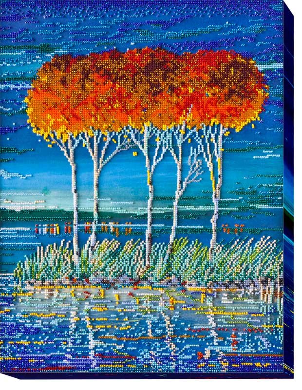 Foto Main Bead Embroidery Kit on Canvas  Abris Art AB-487 Flame-blue 3