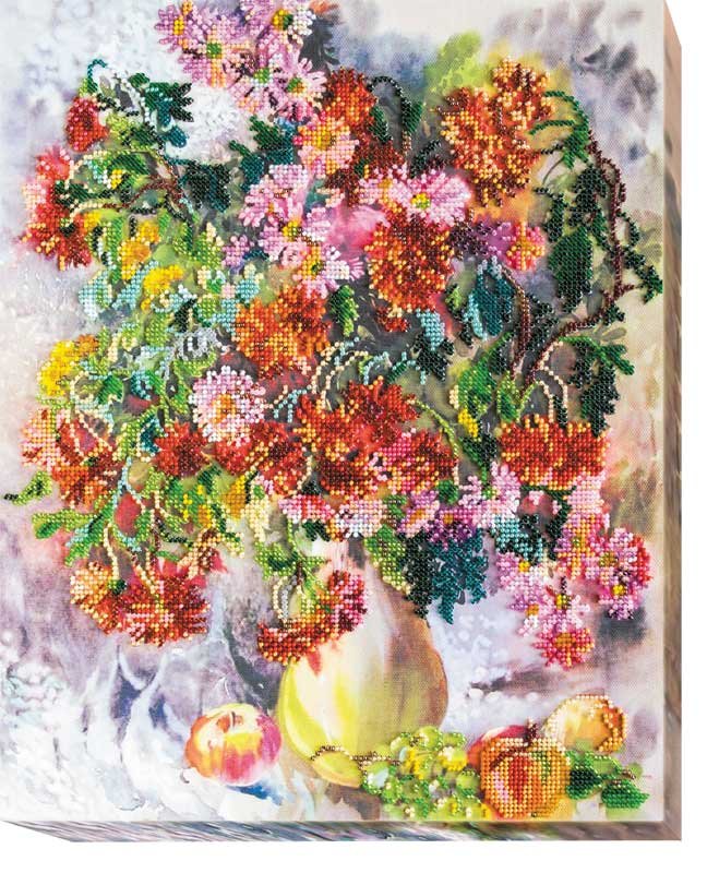 Foto Main Bead Embroidery Kit on Canvas  Abris Art AB-490 Chrysanthemums