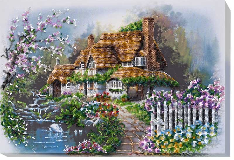 Foto Main Bead Embroidery Kit on Canvas  Abris Art AB-495 House on the lake