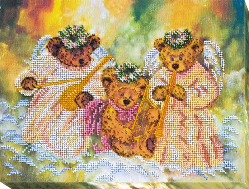 Фото Набор для вышивки бисером на холсте Абрис Арт АВ-526 Медвежата-ангелочки
