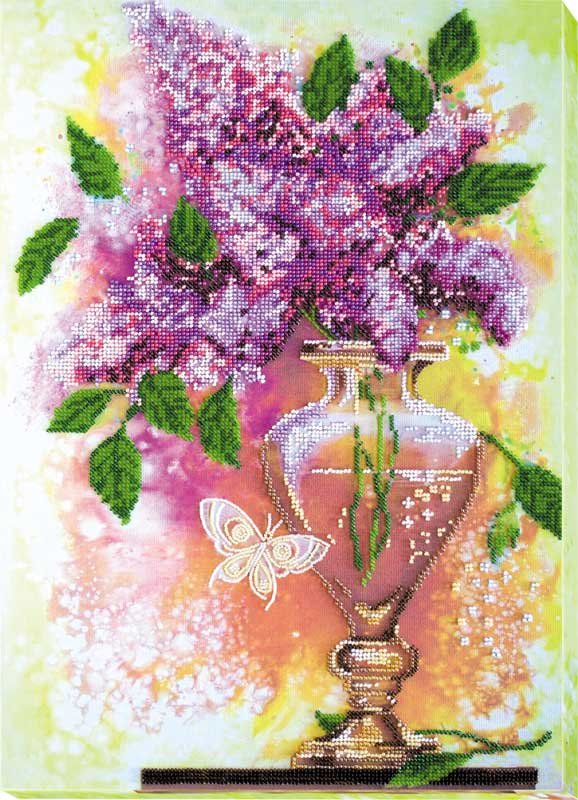 Foto Main Bead Embroidery Kit on Canvas  Abris Art AB-528 Lilac Still Life