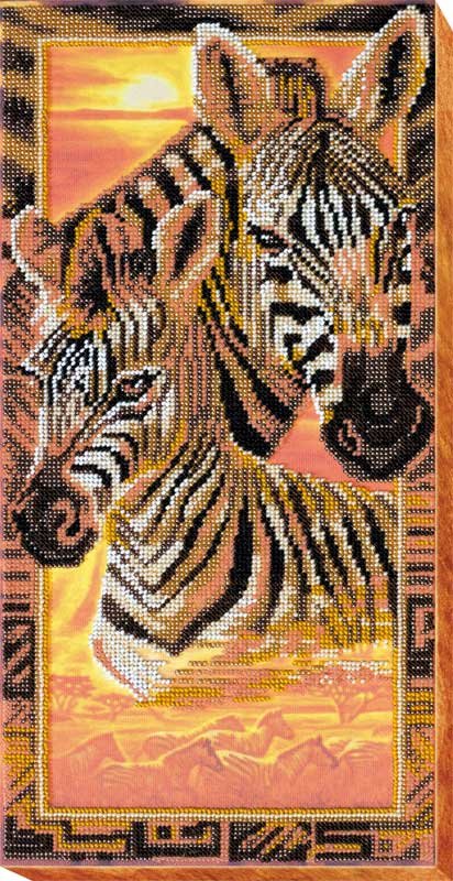 Foto Main Bead Embroidery Kit on Canvas  Abris Art AB-539 Zebras