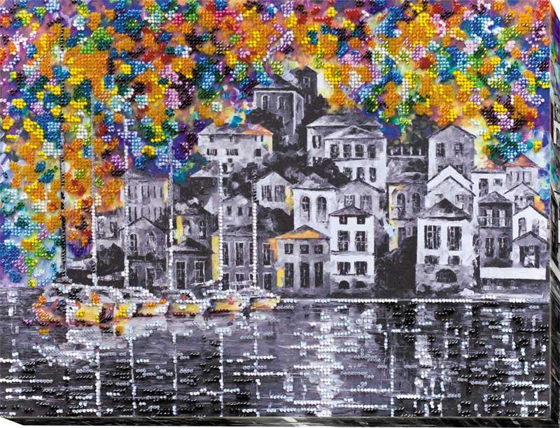 Foto Main Bead Embroidery Kit on Canvas  Abris Art AB-571 The city wakes up