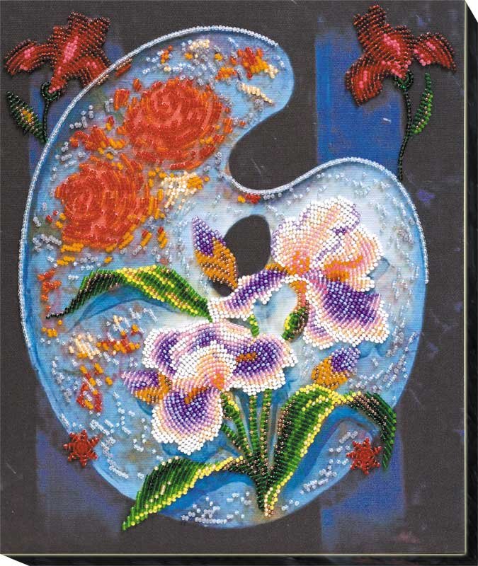 Foto Main Bead Embroidery Kit on Canvas  Abris Art AB-581 Flower Palette