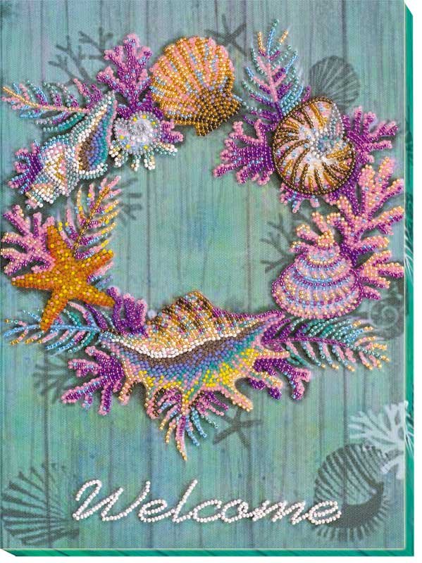 Foto Main Bead Embroidery Kit on Canvas  Abris Art AB-596 Wreath of shells