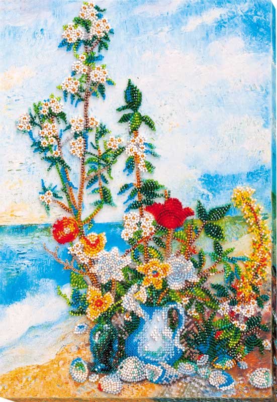 Foto Main Bead Embroidery Kit on Canvas  Abris Art AB-635 Flowers on the shore