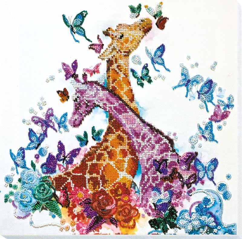 Фото Набір для вишивання бісером на полотні Абріс Арт АВ-641 Плямисті жирафики
