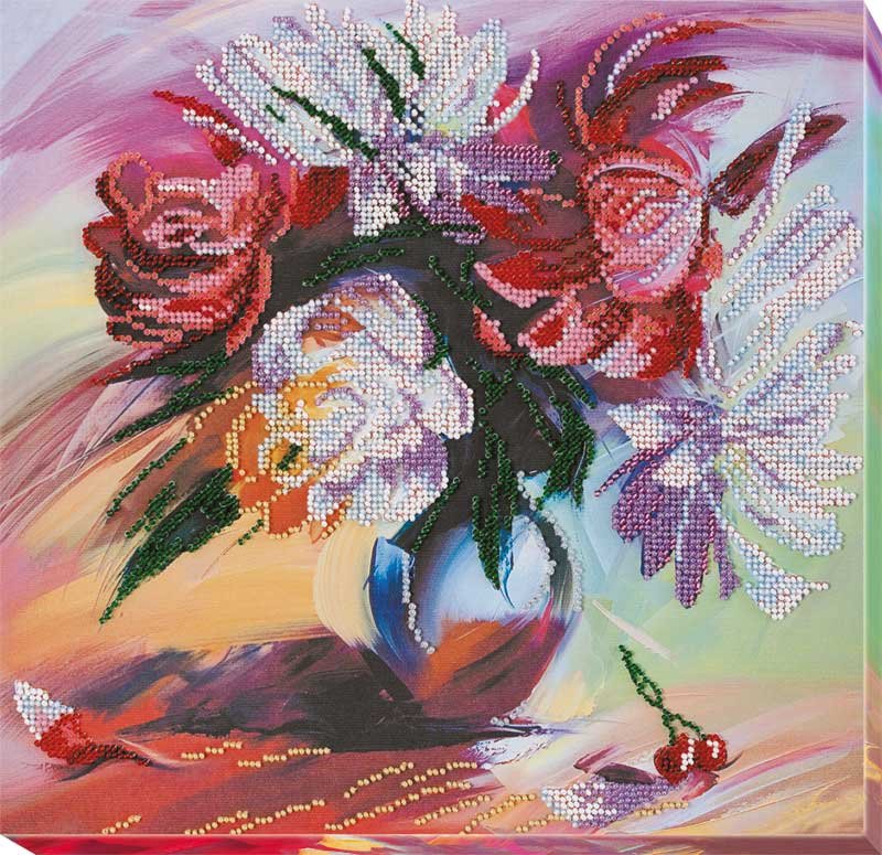 Foto Main Bead Embroidery Kit on Canvas  Abris Art AB-660 Picturesque peonies