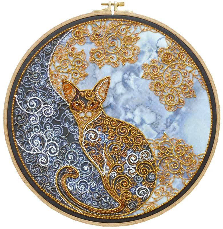 Foto Main Bead Embroidery Kit on Canvas  Abris Art AB-709 Moon cat