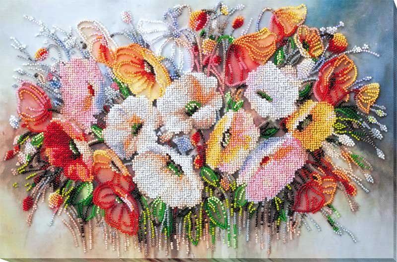 Фото Набір для вишивання бісером на полотні Абріс Арт АВ-805 Ніжні квіти