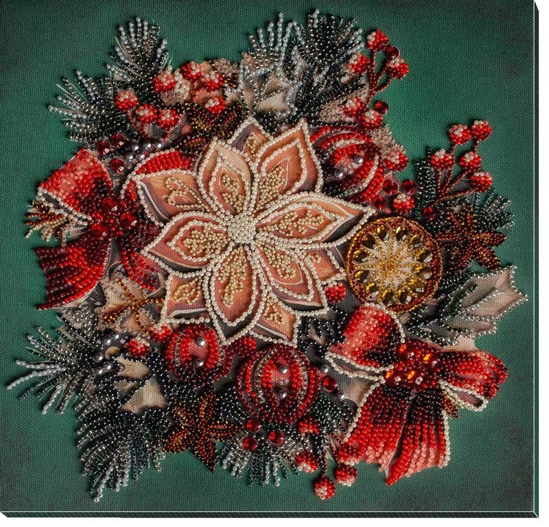 Foto Main Bead Embroidery Kit on Canvas  Abris Art AB-915 The taste of Christmas