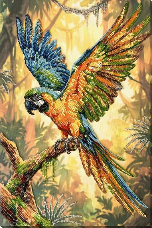 Фото Набір для вишивання бісером на полотні Абріс Арт АВ-970 Барвистий папуга