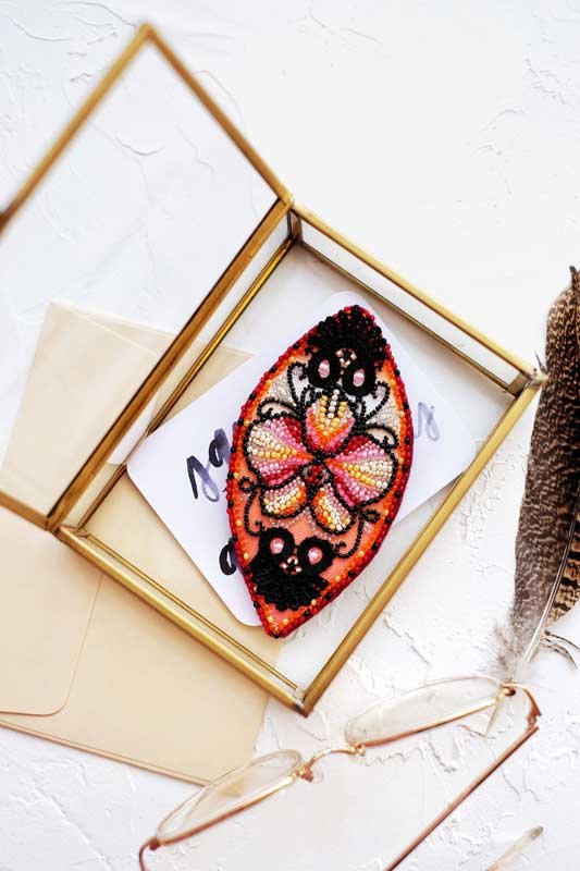 Фото Набір для вишивання бісером прикраси на натуральному художньому холсті Абріс Арт AD-012 Грайливі завитки