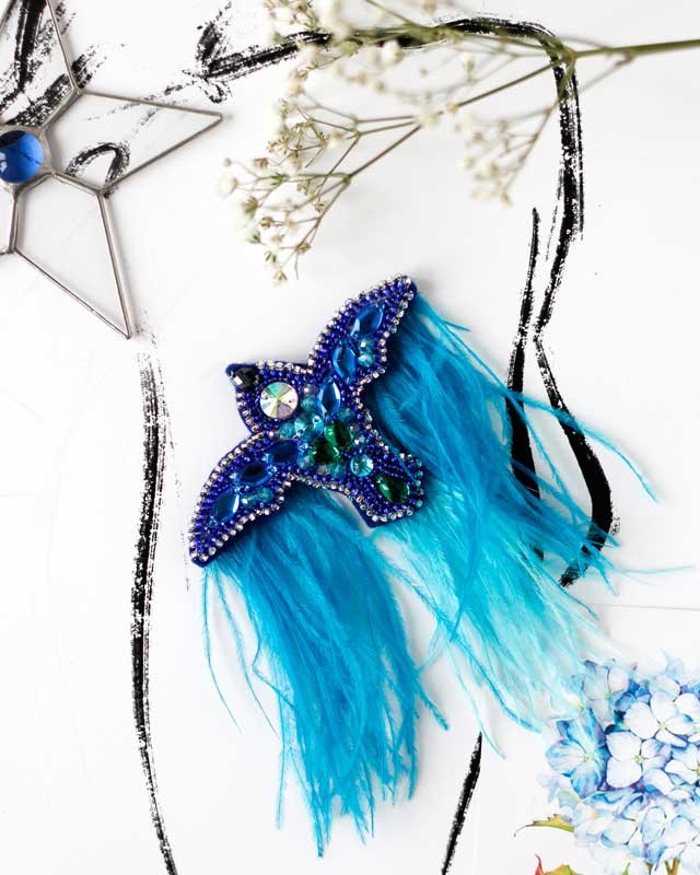 Фото Набор для вышивки бисером украшения на натуральном художественном холсте Абрис Арт AD-095 Синяя птица