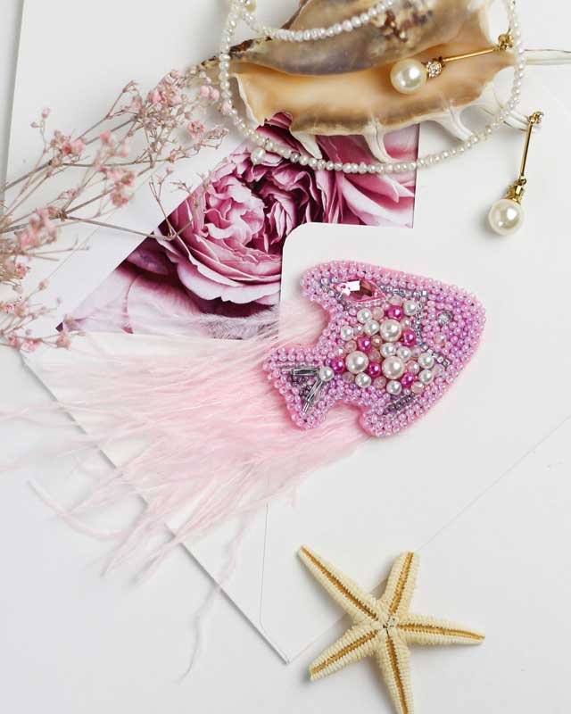 Фото Набор для вышивки бисером украшения на натуральном художественном холсте Абрис Арт AD-201 Маленькая рыбка