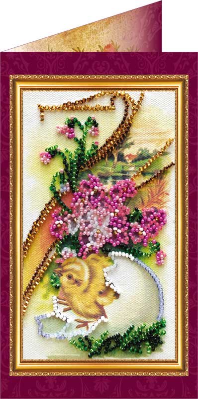 Photo Bead embroidery kit postcard Abris Art AO-006 Easter card-6
