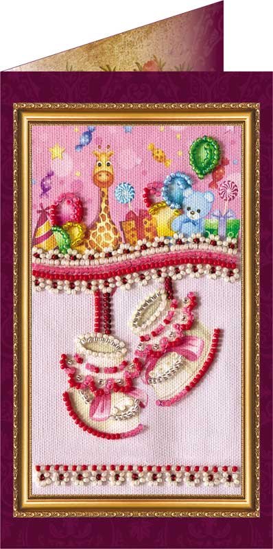 Photo Bead embroidery kit postcard Abris Art AO-029 With the birth of daughter-1