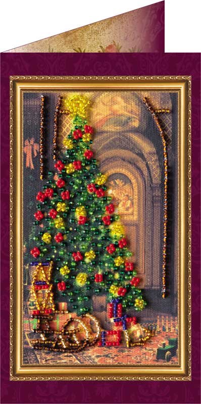 Фото Набір для вишивання бісером листівка Абріс Арт АО-036 Щасливого Різдва-1
