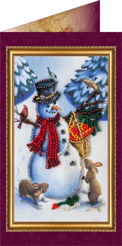 Photo Bead embroidery kit postcard Abris Art AO-037 Merry Christmas 2
