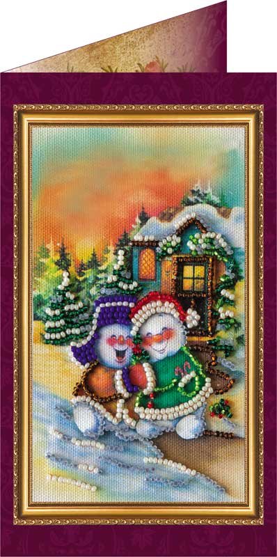 Фото Набір для вишивання бісером листівка Абріс Арт АО-038 Веселого Різдва-1
