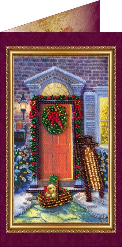 Photo Bead embroidery kit postcard Abris Art AO-040 Merry Christmas-2
