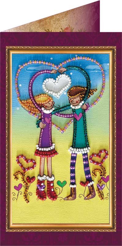 Фото Набор для вышивки бисером открытка Абрис Арт АО-072 С праздником любви-1