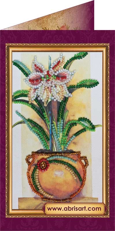 Photo Bead embroidery kit postcard Abris Art AO-088 Flowers as a gift-1