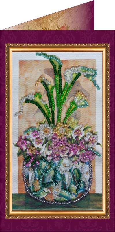 Photo Bead embroidery kit postcard Abris Art AO-089 Flowers as a gift-2