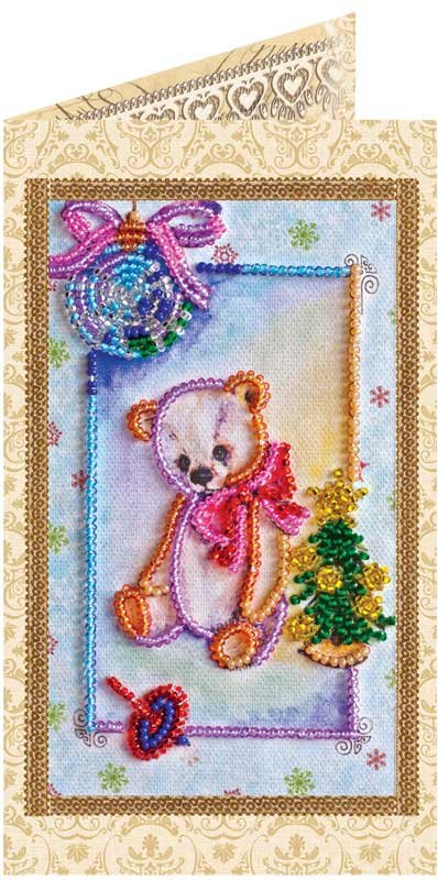 Photo Bead embroidery kit postcard Abris Art AO-103 Mishka Teddy-3