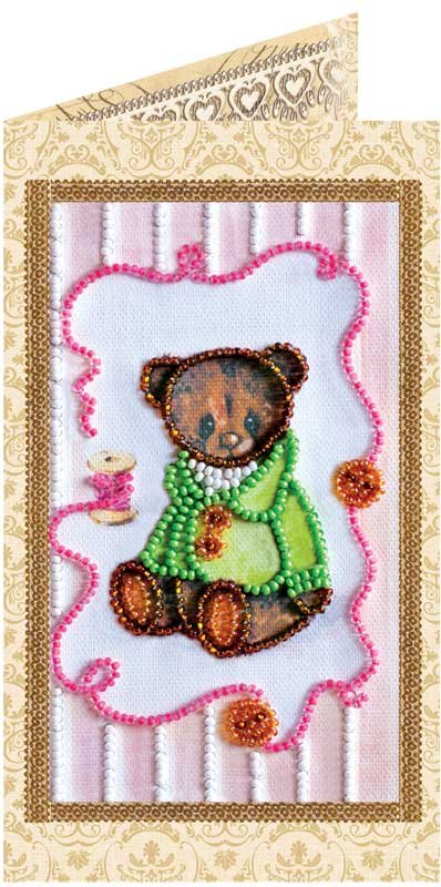 Photo Bead embroidery kit postcard Abris Art AO-107 Mishka Teddy-6