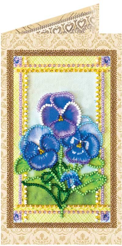 Photo Bead embroidery kit postcard Abris Art AO-118 Violets