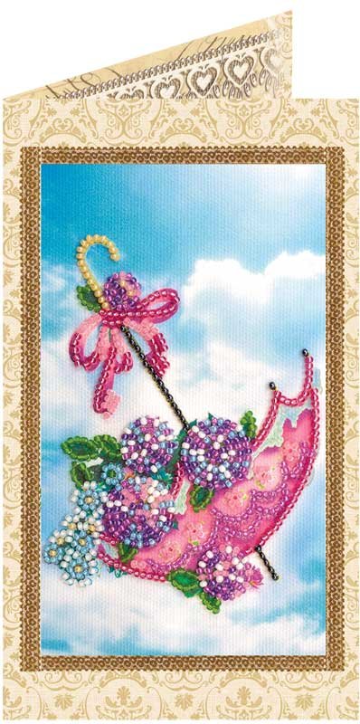 Photo Bead embroidery kit postcard Abris Art AO-121 Flowers in an umbrella