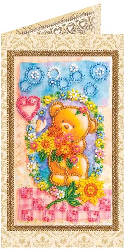 Photo Bead embroidery kit postcard Abris Art AO-127 Flower clearing