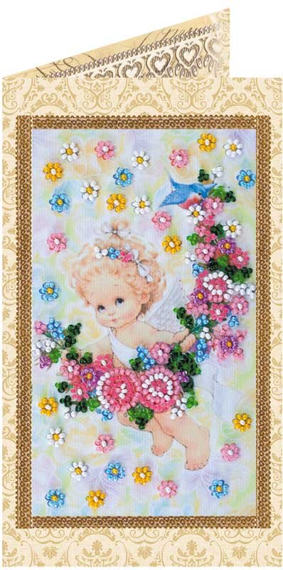 Photo Bead embroidery kit postcard Abris Art AO-140 Gift angel