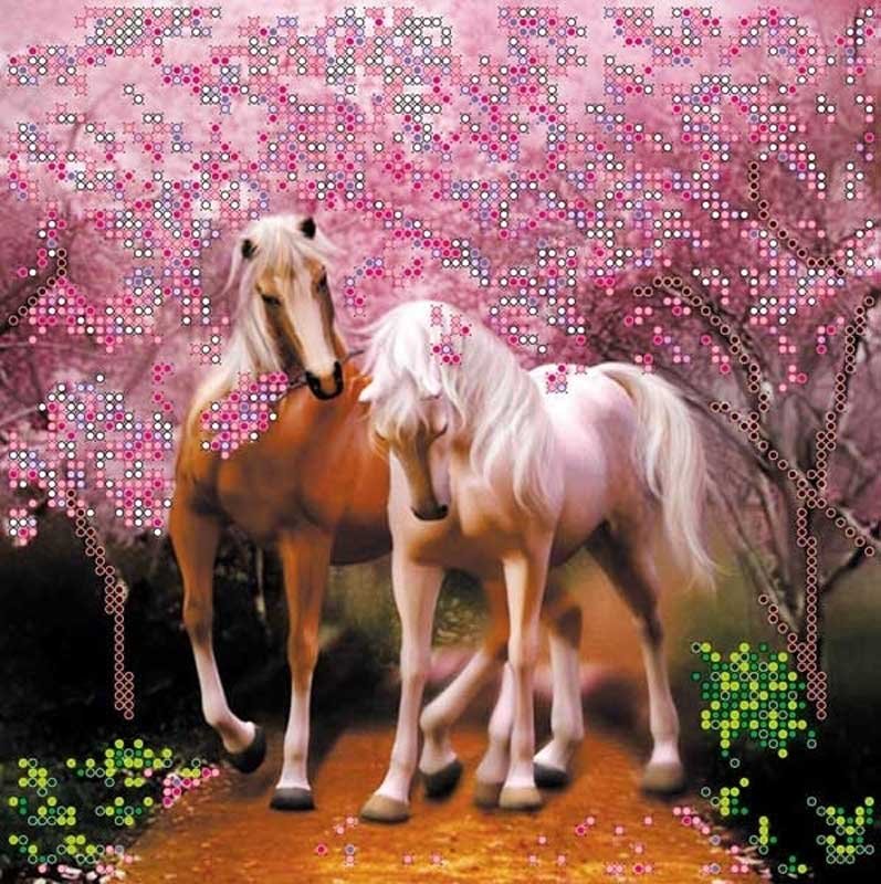 Фото Схема для вишивання бісером Абріс Арт АС-093 Закохані конячки