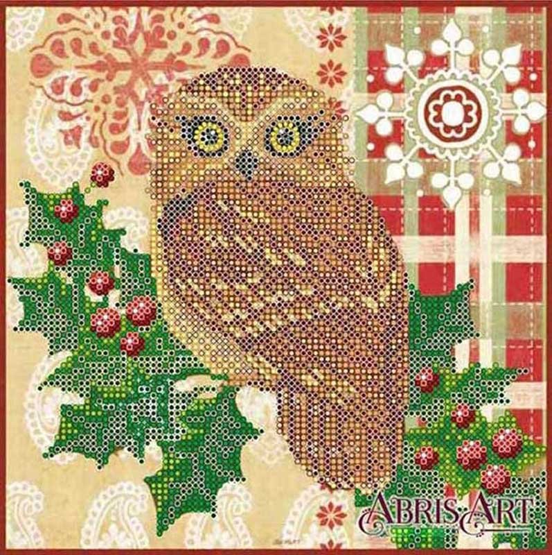 Photo Pattern for beading Abris Art AC-523 Owl and holly