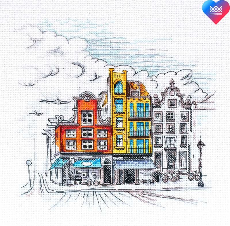 Photo Cross stitch kit Abris Art AH-147 Colorful town-2