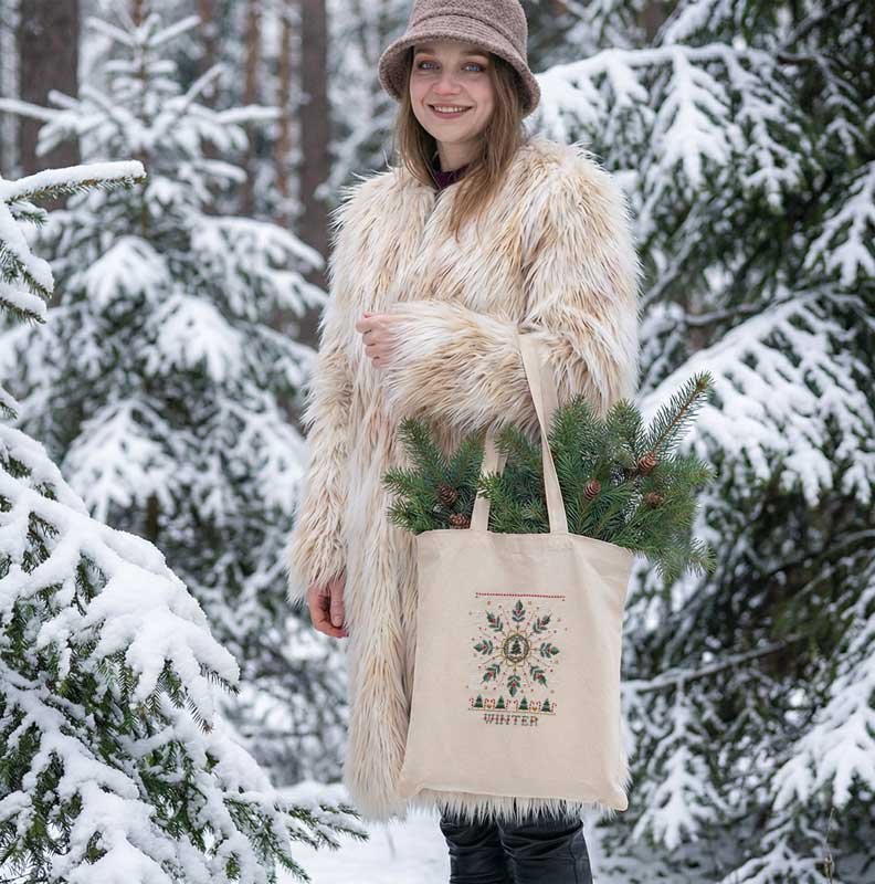 Фото 3 Набір для вишивки хрестиком шопера Абріс Арт АНВ-007 Зима кличе