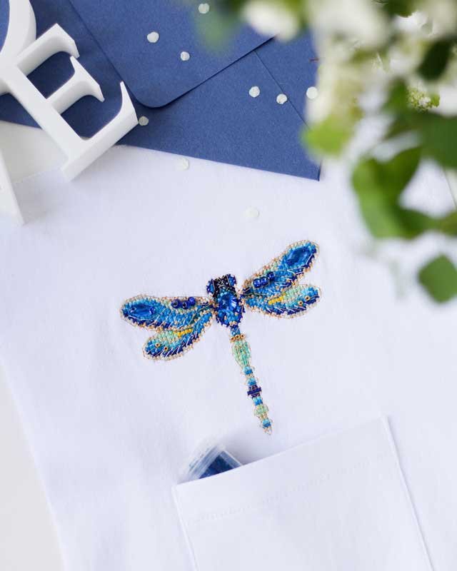 Foto Cross stitch kit for clothes Abris Art AHO-016 Dragonfly-1