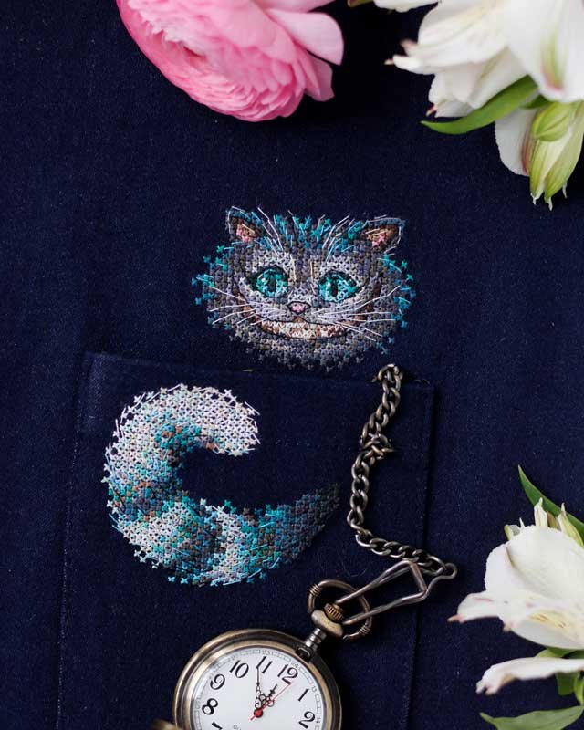 Фото Набір для вишивки хрестиком на одязі Абріс Арт АНО-017 Чеширський кіт-1