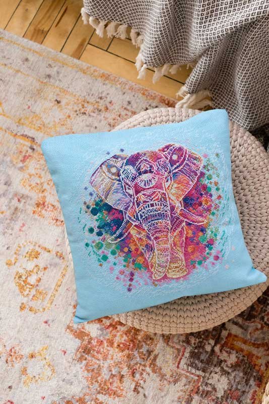 Foto Cross Stitch Pillow Kit Abris Art AHP-001 Elephant