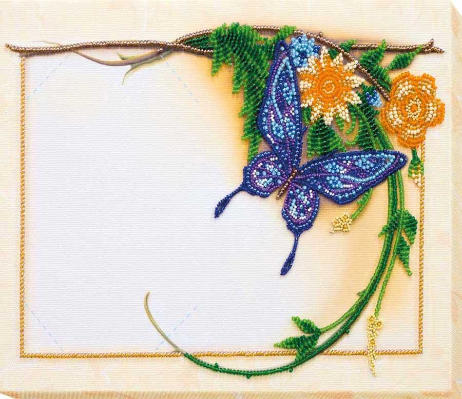 Foto The kit a bead stiching photo frame Abris Art AP-006 Blue Butterfly