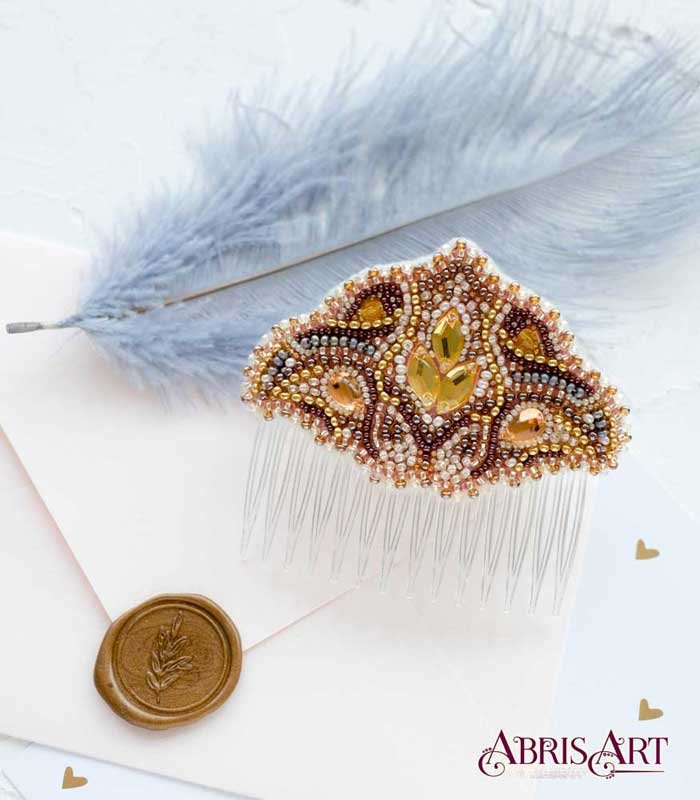 Фото Набір для вишивання бісером прикраси для волосся на натуральному художньому холсті Абріс Арт ADH-003 Скандинавський мотив