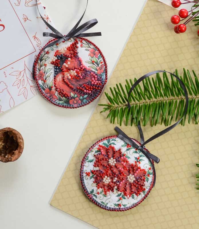 Foto Kit New Year decorattion for embroidery Abris Art ABT-035 Red cardinal