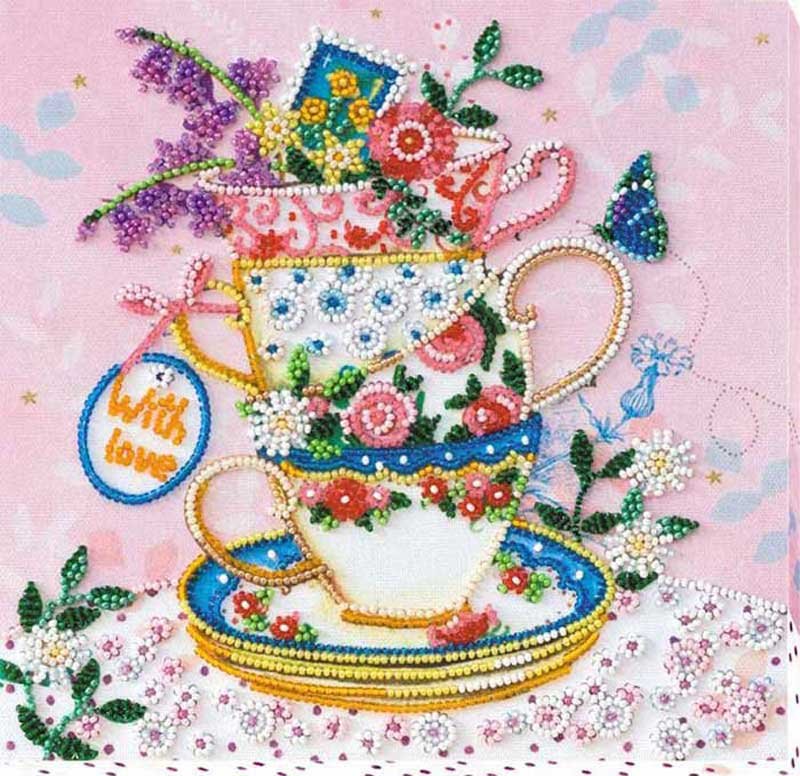 Photo Mid-sized bead embroidery kit Abris Art AMB-019 Having a cup of tea
