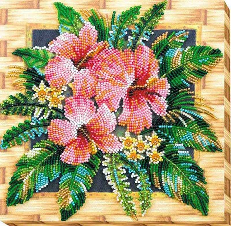 Photo Mid-sized bead embroidery kit Abris Art AMB-026 Flowers of tanzania