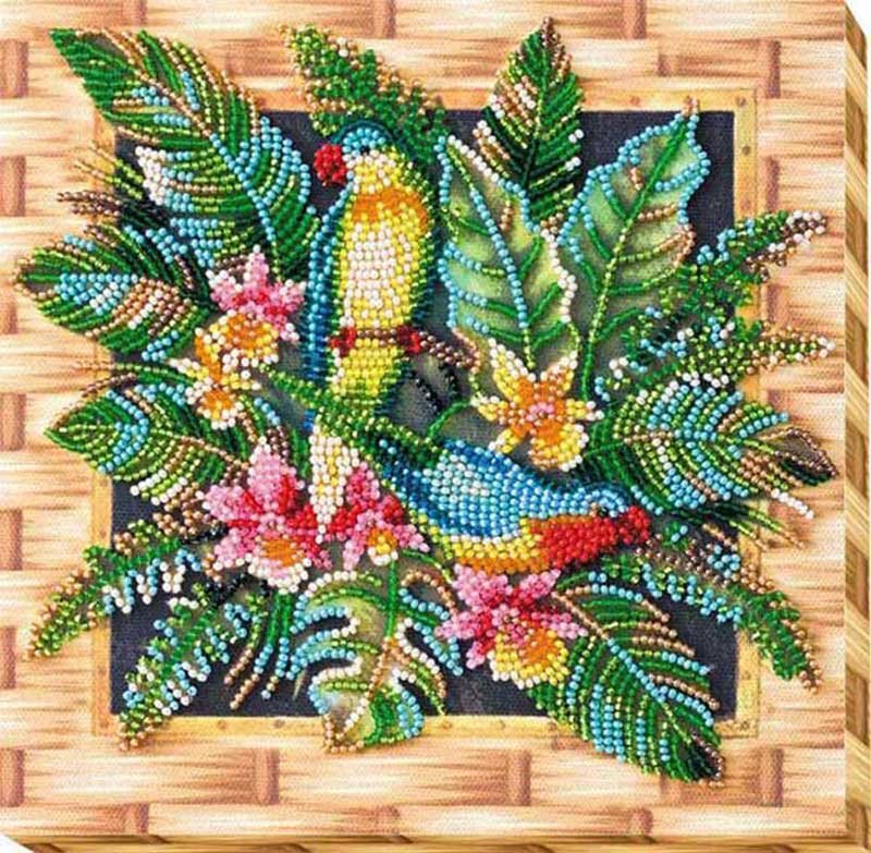 Photo Mid-sized bead embroidery kit Abris Art AMB-029 Lory parrots