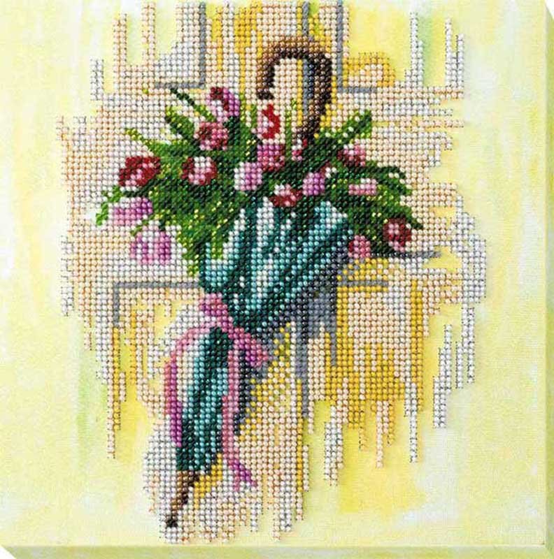 Фото Набір-міді для вишивки бісером Абріс Арт АМВ-032 Парасолька і тюльпани